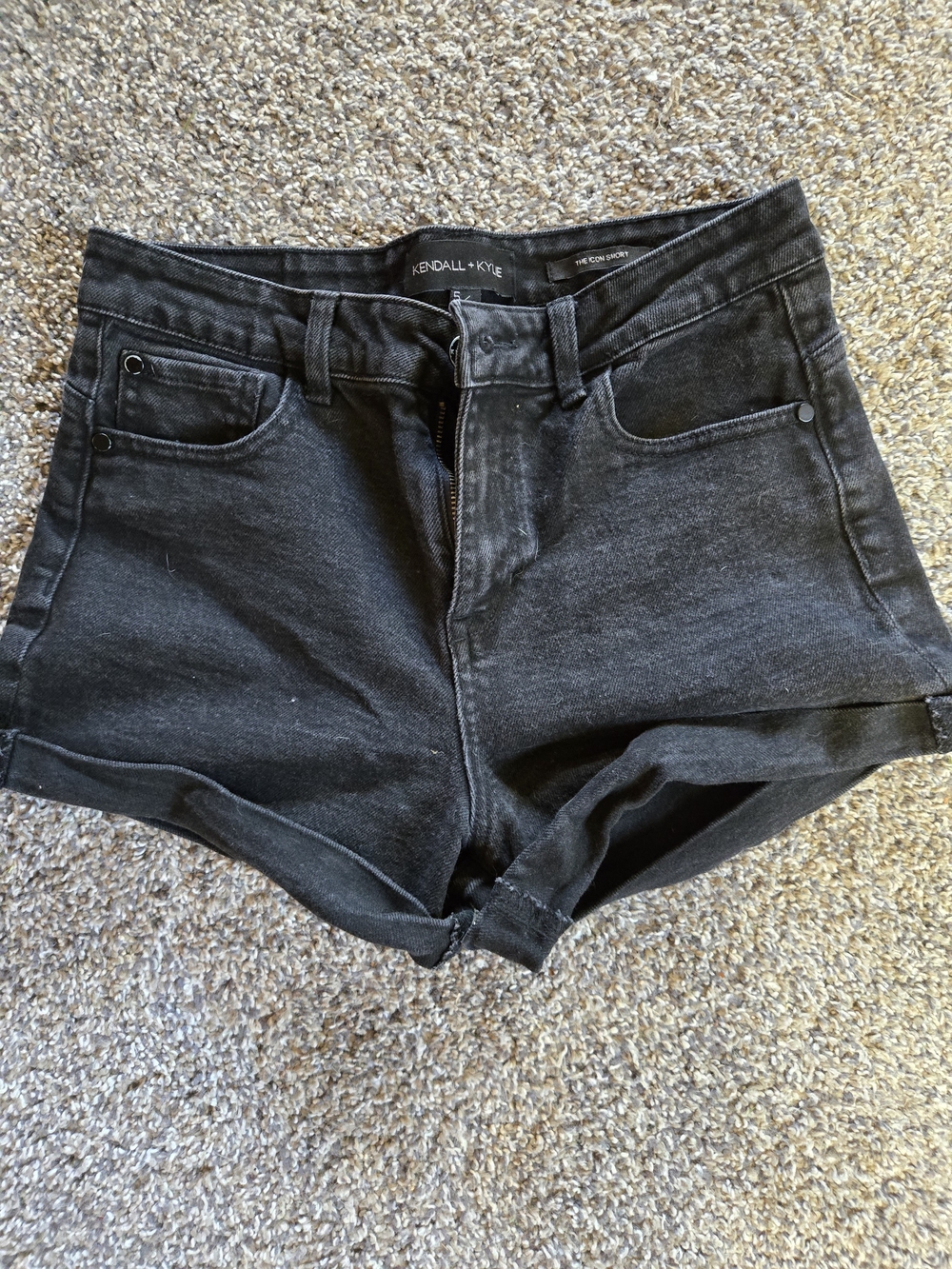 Kendall & Kylie Black High-Rise Cuffed Denim Shorts